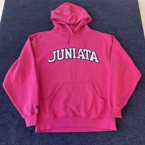Jansport Hoodie Mens Medium Pink Juniata College Pullover Sweatshirt Embroidered